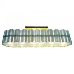 Italian Fontana Arte Style Pearl Aqua Blue Murano Glass Oval Brass Chandelier - 4238059