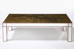 Italian Fossilized Marble and Mirrored Cocktail Table circa 1950 - 3533684