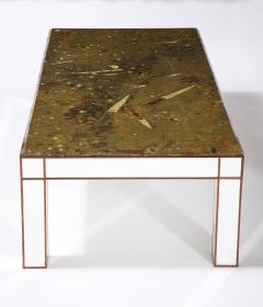 Italian Fossilized Marble and Mirrored Cocktail Table circa 1950 - 3533685