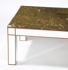 Italian Fossilized Marble and Mirrored Cocktail Table circa 1950 - 3533691