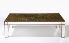 Italian Fossilized Marble and Mirrored Cocktail Table circa 1950 - 3533694