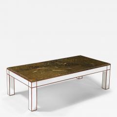 Italian Fossilized Marble and Mirrored Cocktail Table circa 1950 - 3536169