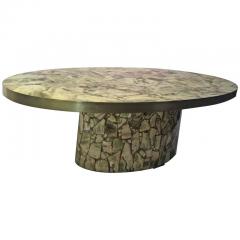 Italian Fractured Green Onyx Resin Oval Coffee Table - 458701