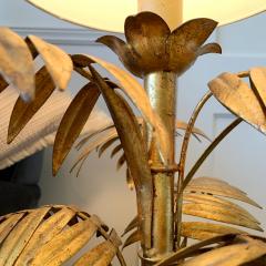 Italian Gilt Faux Bamboo Leaf Table Lamp 1950 s - 3042191