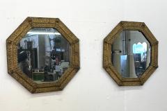 Italian Gilt Iron Octagonal Mirror with Textured Frame 20th Century - 4498416