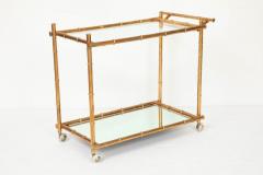 Italian Gilt Iron Stylized Bamboo Serving Bar Cart - 913246