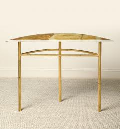 Italian Gilt Iron and Agate Demi Lune Console Table circa 1970 - 4783229