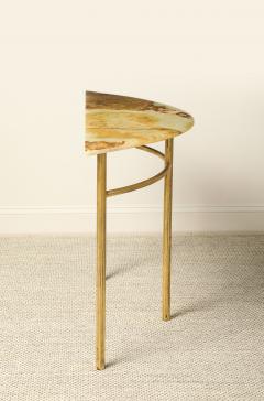 Italian Gilt Iron and Agate Demi Lune Console Table circa 1970 - 4783239