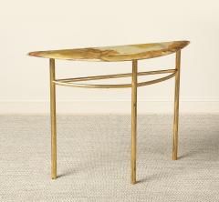 Italian Gilt Iron and Agate Demi Lune Console Table circa 1970 - 4783248