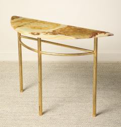 Italian Gilt Iron and Agate Demi Lune Console Table circa 1970 - 4783303