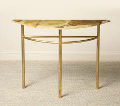 Italian Gilt Iron and Agate Demi Lune Console Table circa 1970 - 4783320