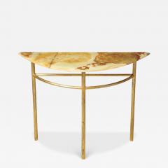 Italian Gilt Iron and Agate Demi Lune Console Table circa 1970 - 4791800