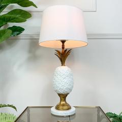 Italian Gilt Metal Ceramic and Carrara Marble Pineapple Table Lamp - 3037127