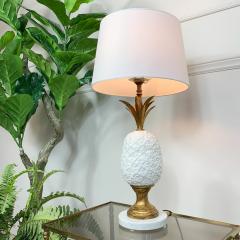 Italian Gilt Metal Ceramic and Carrara Marble Pineapple Table Lamp - 3037130