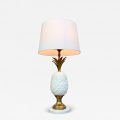 Italian Gilt Metal Ceramic and Carrara Marble Pineapple Table Lamp - 3044751