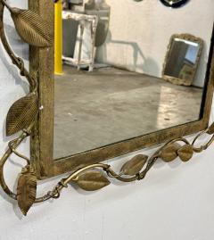 Italian Gilt Metal Vine Mirror with Sculptural Leaf Frame Mid Century - 4498407