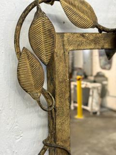 Italian Gilt Metal Vine Mirror with Sculptural Leaf Frame Mid Century - 4498408