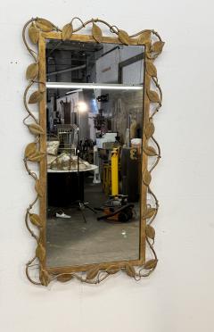 Italian Gilt Metal Vine Mirror with Sculptural Leaf Frame Mid Century - 4498409