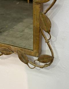 Italian Gilt Metal Vine Mirror with Sculptural Leaf Frame Mid Century - 4498412