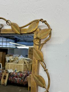 Italian Gilt Metal Vine Mirror with Sculptural Leaf Frame Mid Century - 4498413