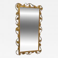 Italian Gilt Metal Vine Mirror with Sculptural Leaf Frame Mid Century - 4498965