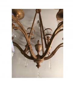 Italian Gilt Metal and Crystal Chandelier with Glass Shades - 2950267