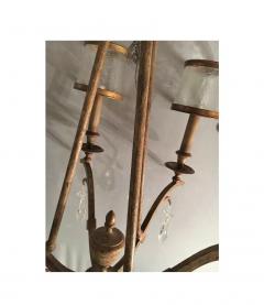 Italian Gilt Metal and Crystal Chandelier with Glass Shades - 2950272