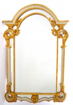 Italian Gilt Wood Paint Decorated Frame Hanging Wall Beveled Mirror - 3178574