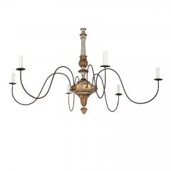 Italian Giltwood and Painted Six Arm Chandelier - 4279668