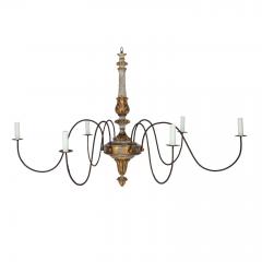 Italian Giltwood and Painted Six Arm Chandelier - 4279671