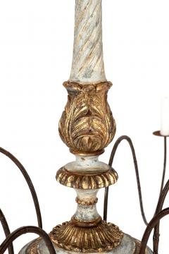Italian Giltwood and Painted Six Arm Chandelier - 4279673