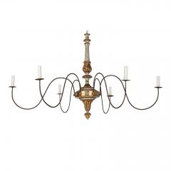 Italian Giltwood and Painted Six Arm Chandelier - 4279674