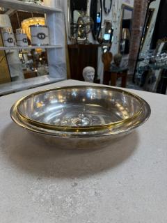 Italian Glass and Silver Plate Serving Bowl with Brass Rim 1970s - 4514044