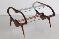 Italian Glass and Walnut Table and Magazine Stand - 427222