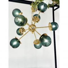 Italian Gold Chandelier Sputnik in Murano Glass Style Green Balloton  - 4208931