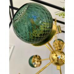 Italian Gold Chandelier Sputnik in Murano Glass Style Green Balloton  - 4208933