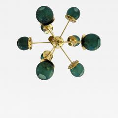 Italian Gold Chandelier Sputnik in Murano Glass Style Green Balloton  - 4306132