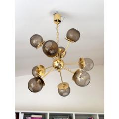 Italian Gold Chandelier Sputnik in Style Murano Glass Smoked Balloton  - 4303280
