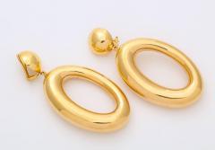 Italian Gold Earrings with Asymmetric Hoop - 524869