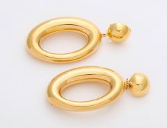 Italian Gold Earrings with Asymmetric Hoop - 524872