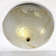 Italian Gold Frosted Crystal Murano Glass Bronze Round Flush Mount Pendant - 3465673