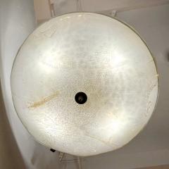 Italian Gold Frosted Crystal Murano Glass Bronze Round Flush Mount Pendant - 3465686