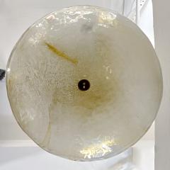 Italian Gold Frosted Crystal Murano Glass Bronze Round Flush Mount Pendant - 3465687