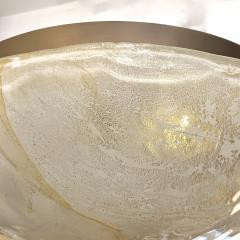 Italian Gold Frosted Crystal Murano Glass Bronze Round Flush Mount Pendant - 3465693