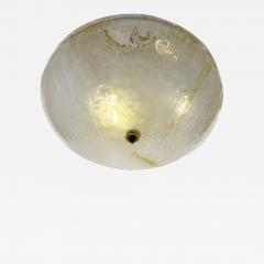 Italian Gold Frosted Crystal Murano Glass Bronze Round Flush Mount Pendant - 3468631