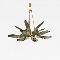 Italian Gold Plated Murano Glass Petals Chandelier  - 871576