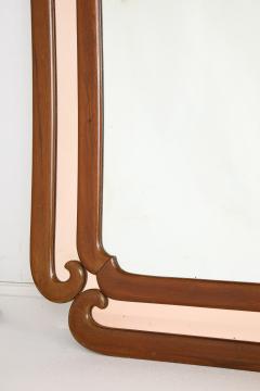 Italian Grand Scale Modernist Walnut and Rose Gold Mirror circa 1950 - 3525401