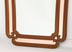 Italian Grand Scale Modernist Walnut and Rose Gold Mirror circa 1950 - 3525403