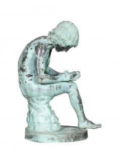 Italian Grand Tour Bronze Bust Of Spinario With Marble Pedestal - 4506960