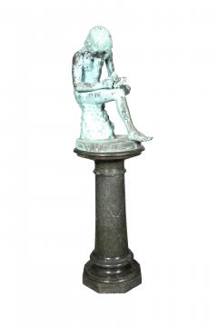 Italian Grand Tour Bronze Bust Of Spinario With Marble Pedestal - 4507033